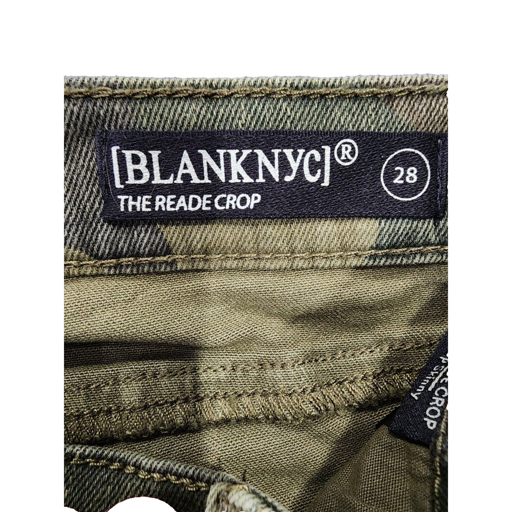 BLANKNYC The Reade Crop Size 28 Green Camouflage Denim Cotton Skinny Leg - Picture 3 of 8
